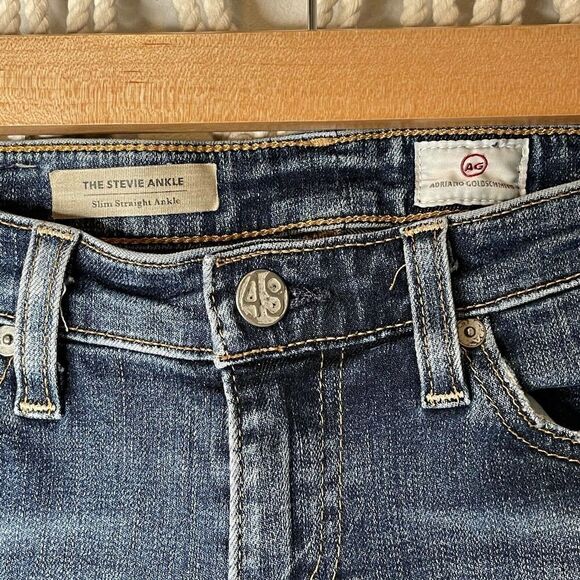 AG Adriano Goldschmeid Jean SZ 25 Stevie Ankle Slim Straight Low Rise Distressed - Picture 3 of 8
